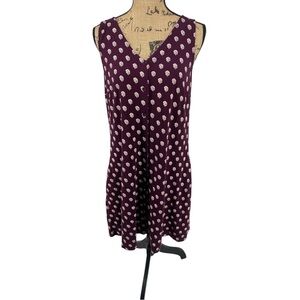 Garnet Hill Green Cotton Button Front Burgundy Knit Tank Dress Jersey Knit Comfy